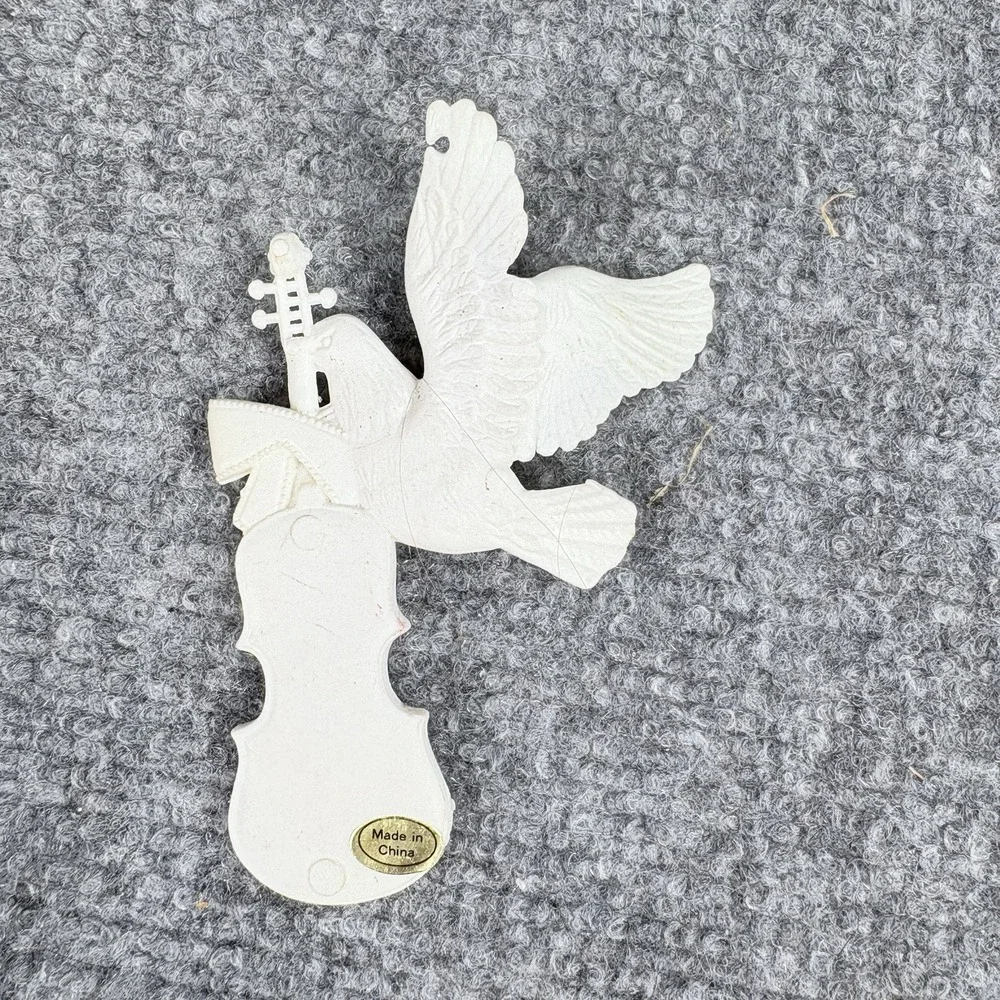 Vintage‎ 90s Y2K Dove Christmas Ornaments Lot 3pc Romantic Holiday Rose Violin